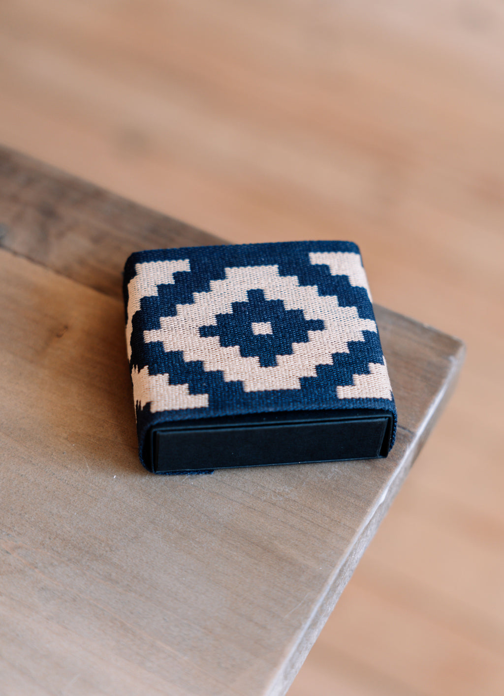 Boite d'allumette Pampa beige et bleu en tissu